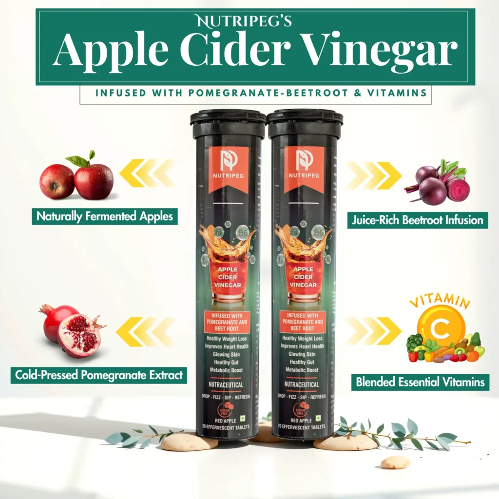 Nutripeg Apple Cider Vinegar Tablets | Infused with Pomegranate & Beetroot