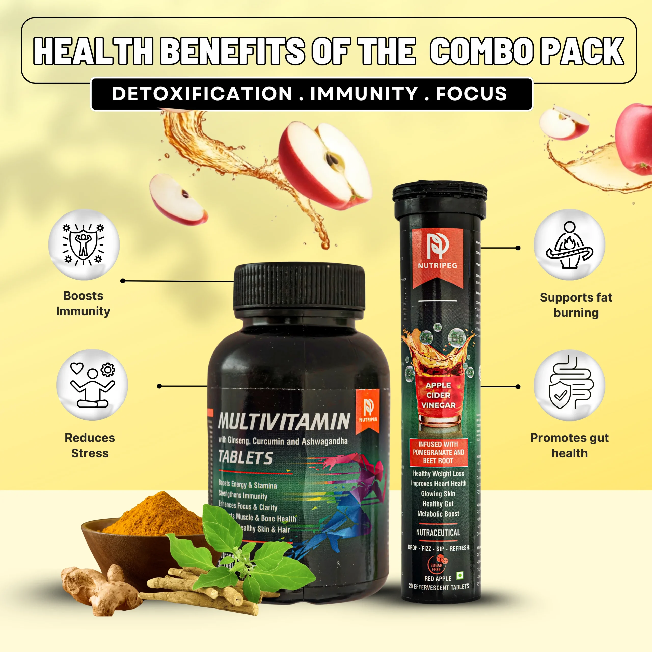 Nutripeg | Apple Cider Vinegar & Multivitamin Tablets for Wellness
