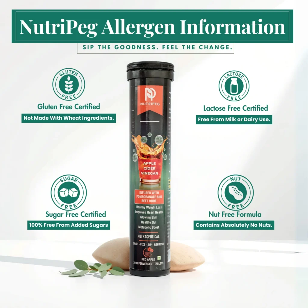 Nutripeg Apple Cider Vinegar Tablets | Infused with Pomegranate & Beetroot