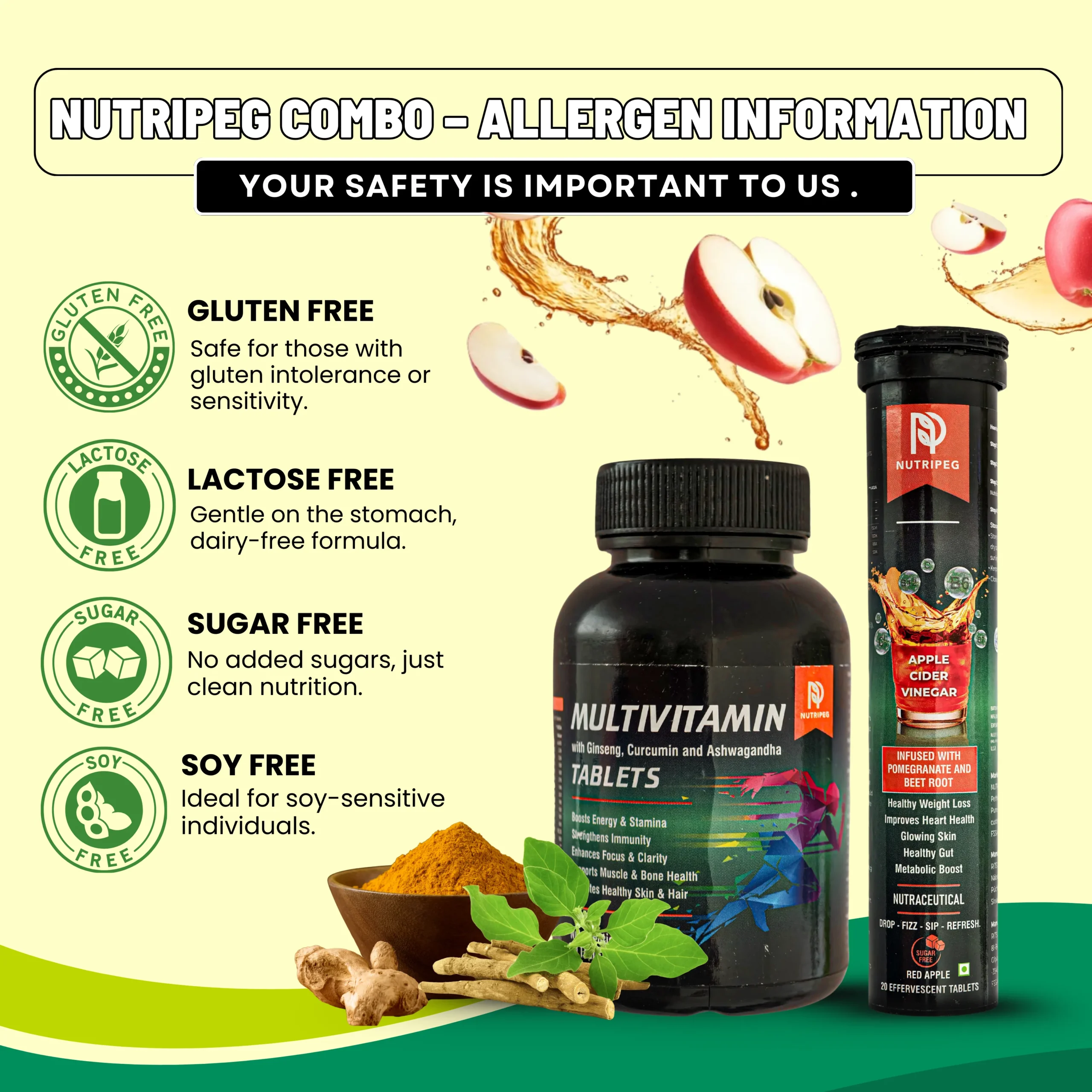 Nutripeg | Apple Cider Vinegar & Multivitamin Tablets for Wellness