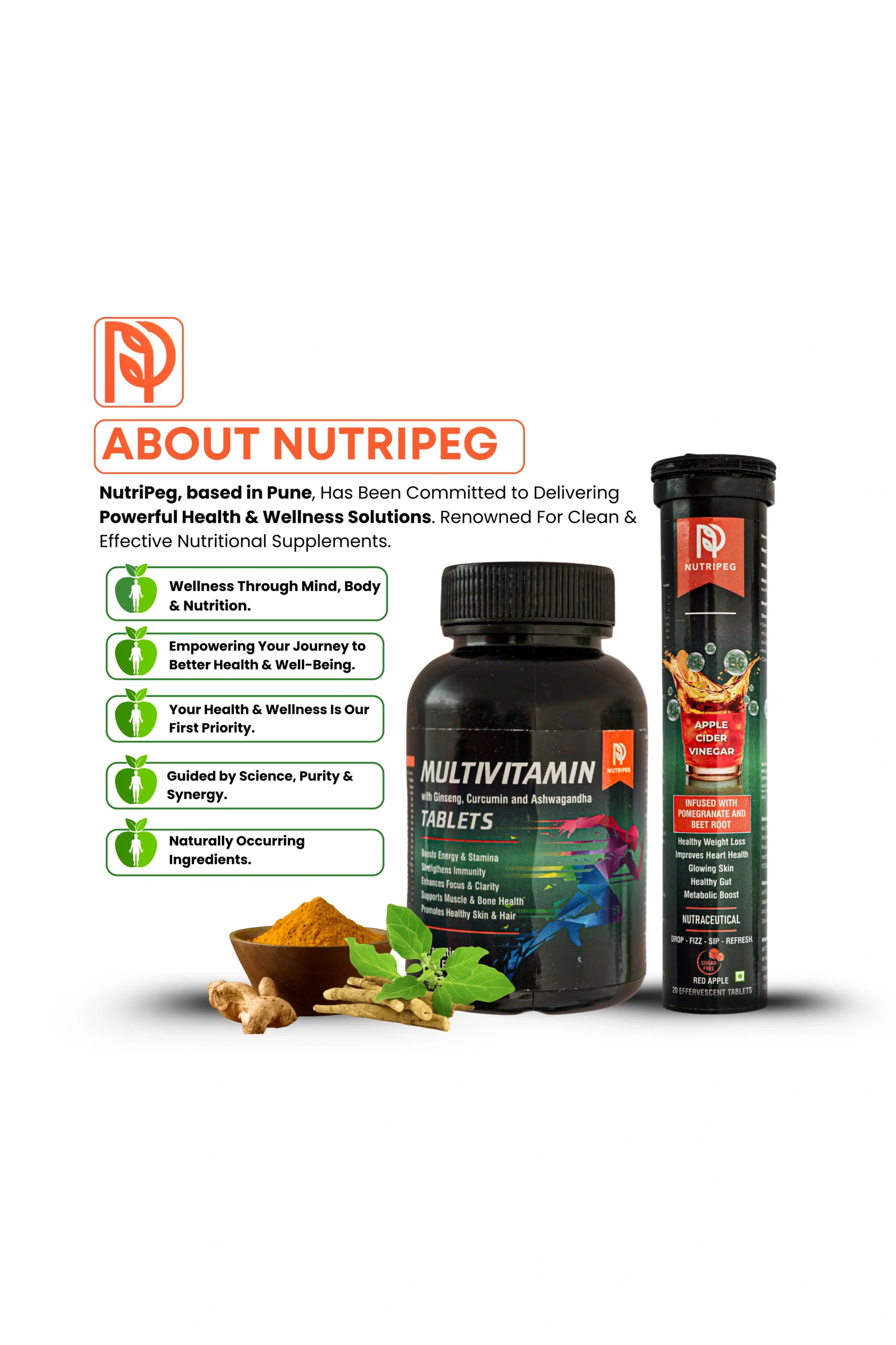 Nutripeg | Apple Cider Vinegar & Multivitamin Tablets for Wellness